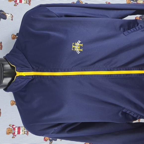 Tommy Hilfiger vintage spellout blue & yellow XL full zip lightweight jacket - Picture 3 of 9